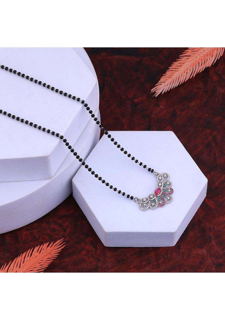 Maira 925 Sterling Silver Micron Gold Plated Rhodium Mangalsutra for Women - Indya