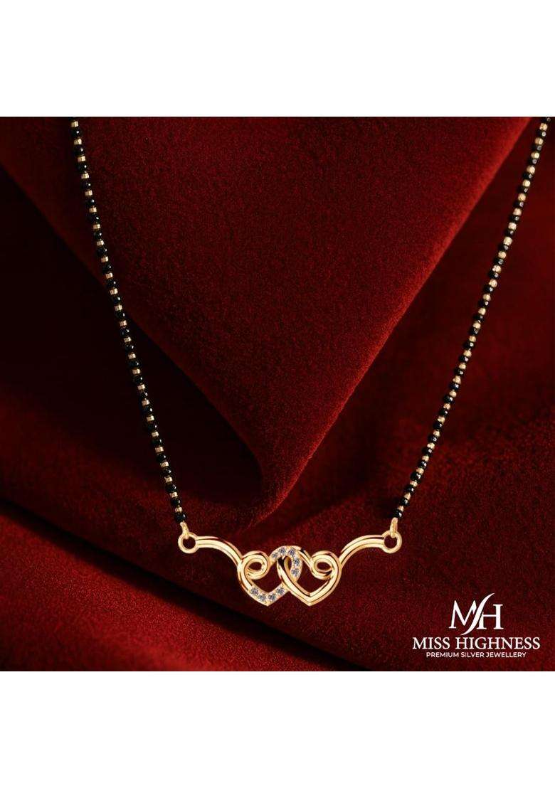 Miss Highness 925 Pure Sterling Silver Double Heart Mangalsutra for Women - Indya