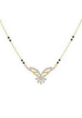 Zarkan 925 Hallmark Silver Morden Stunning Flower Gold Plated Mangalsutra