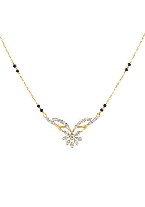 Zarkan 925 Hallmark Silver Morden Stunning Flower Gold Plated Mangalsutra