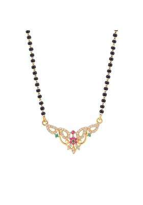 Maira 925 Sterling Silver Traditional Mangalsutra Necklace with CZ Diamond Floral Pendant
