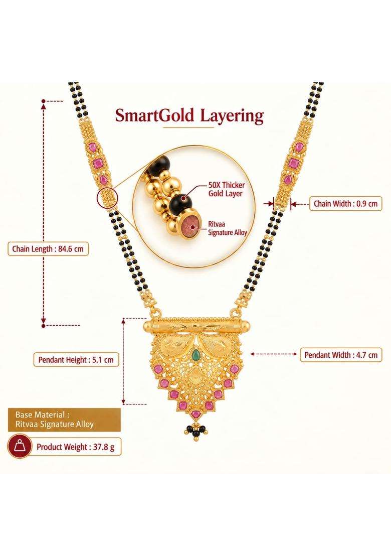 Ritvaa Smartgold 24K Gold Plated Ayantri Mangalsutra for Women - Indya