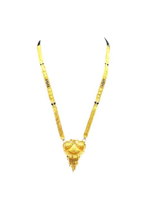 One Gram Gold Plated Mangalsutra for Women Copper Base Red White 18 Inches Adjustable Cubic Zirconia Stones