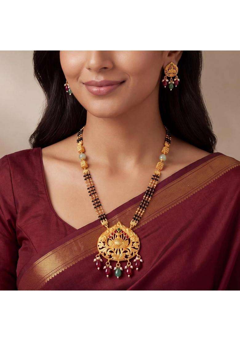 Ritvaa Smartgold 24K Gold Plated Peacock Gold Mangalsutra for Women - Indya