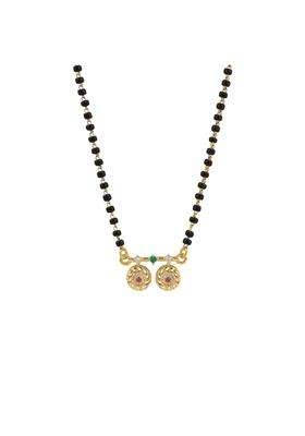 Maira 925 Sterling Silver 1GM Gold Plated Kala Mani Black Beads Vati Mangalsutra Necklace for Women