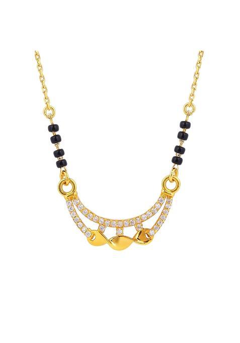 Maira 1GM Micron 18K Gold Plated Hypoallergenic Black Beads Kala Mani 925 Sterling Silver Mangalsutra