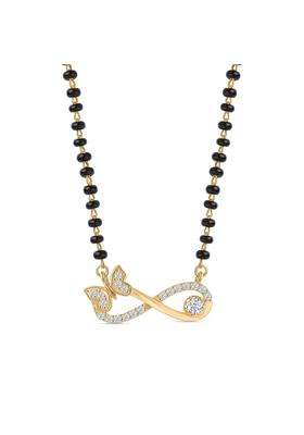 Ornate Jewels 925 Silver 18K Gold Plated American Diamond Infinity Butterfly Mangalsutra Black Beads Chain