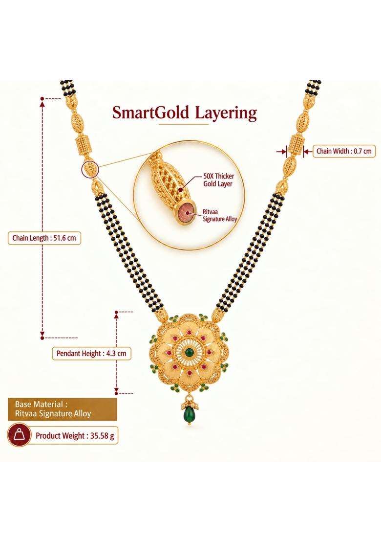 Ritvaa Smartgold 24K Gold Plated Ritkari Mangalsutra for Women - Indya