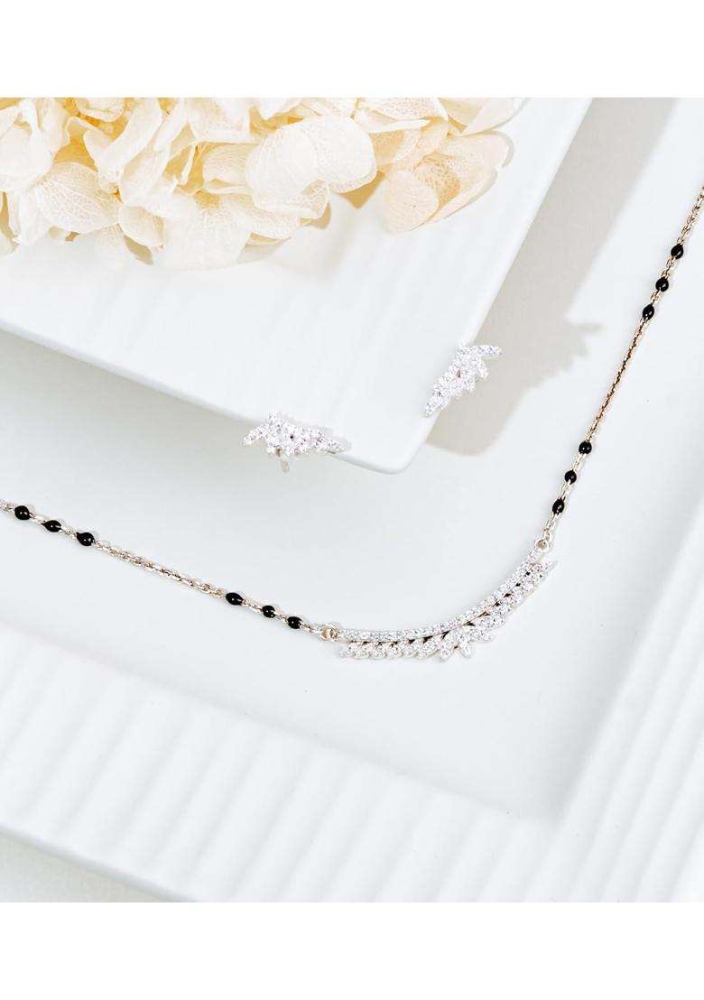 Gargi by P N Gadgil and Sons 925 Sterling Silver Stone Curve Mangalsutra Set - Indya