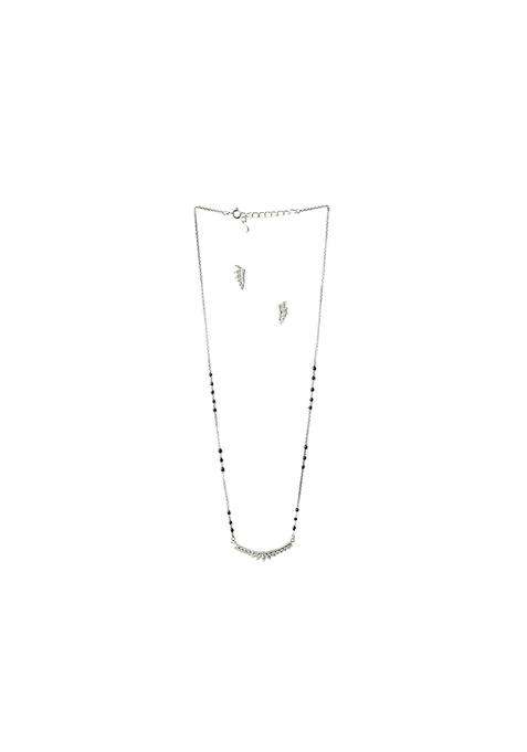 Gargi by P N Gadgil and Sons 925 Sterling Silver Stone Curve Mangalsutra Set