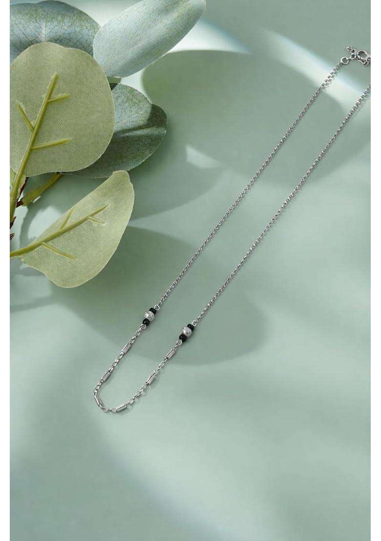 Zilgi Rose Gold and Silver Mangalsutra for Women 925 Sterling Silver CZ Diamond Pendant - Indya