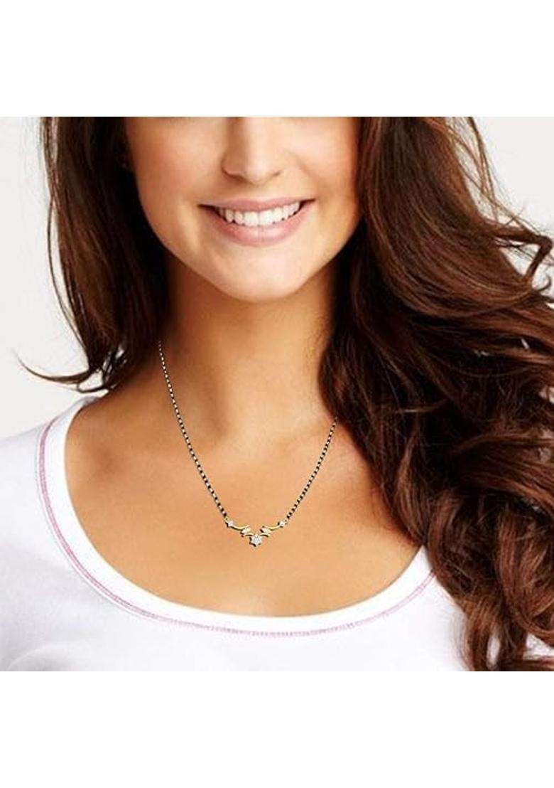 Dishis 14K 18K BIS Hallmarked Certified Yellow Gold Diamond Mangalsutra Pendant for Women Gift for Wife - Indya