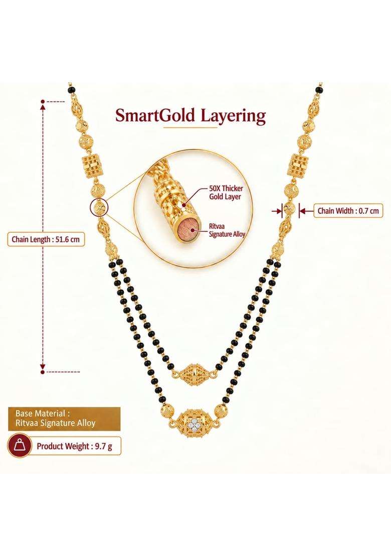 Ritvaa Smartgold 24K Gold Plated Oviya Mangalsutra for Women - Indya