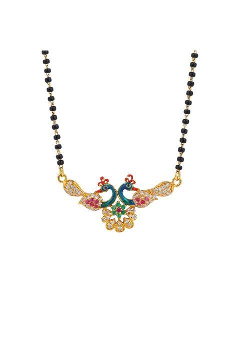 Maira 1GM Micron 18K Gold Plated Hypoallergenic Black Beads Kala Mani 925 Sterling Silver Mangalsutra