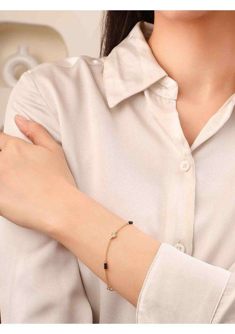 Soraya Luxe 925 Sterling Silver 18K Gold Plated Moissanite Mangalsutra Bracelet for Women - Indya