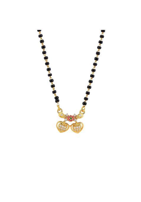 Maira 925 Sterling Silver 1 GM Gold Plated Kala Mani Black Beads Mangalsutra for Women