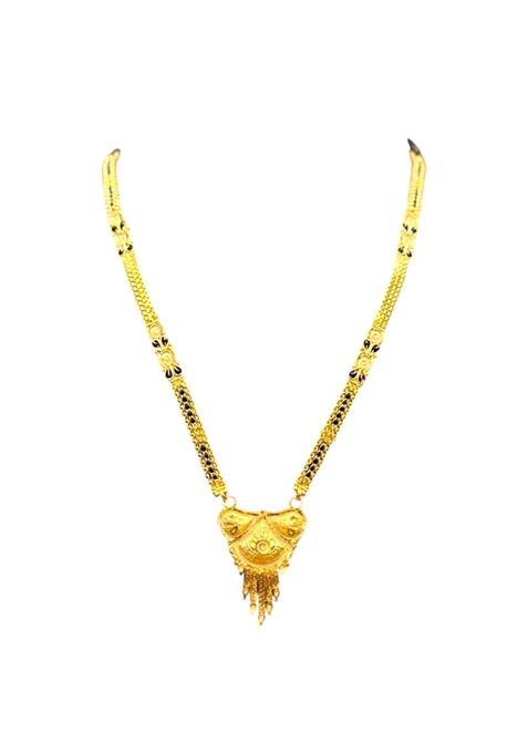 Gold Plated Mangalsutra for Women Traditional Copper Base Necklace with Black Beads One Gram Jewellery