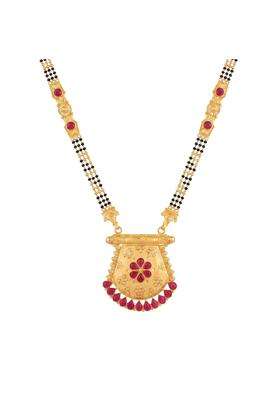 Ritvaa Smartgold 24K Gold Plated Ruby Accented Gold Mangalsutra for Women