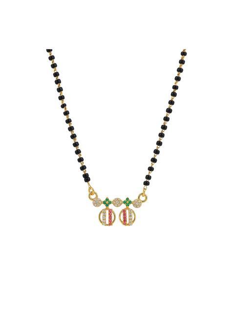 Maira 925 Sterling Silver 1 GM Gold Plated Kala Mani Black Beads Mangalsutra Necklace for Women