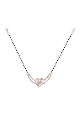 Diamtrendz Gold Plated BIS Hallmarked Pure 925 Sterling Silver Modern Mangalsutra Tanmaniya Pendant with Black