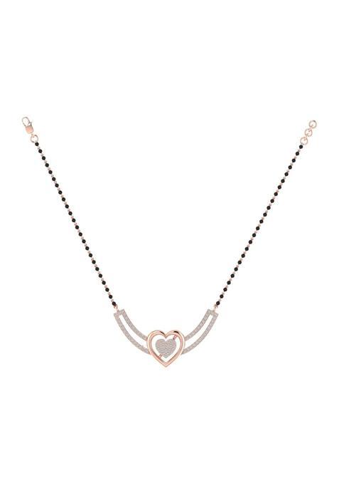 Diamtrendz Gold Plated BIS Hallmarked Pure 925 Sterling Silver Modern Mangalsutra Tanmaniya Pendant with Black