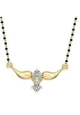Dishis 14K 18K BIS Hallmarked Certified Yellow Gold Diamond Mangalsutra Pendant for Women Gift for Wife