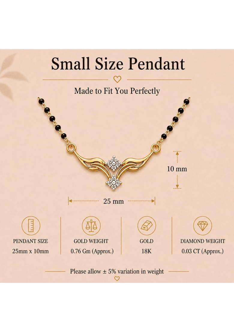 Dishis 14K 18K BIS Hallmarked Certified Yellow Gold Diamond Mangalsutra Pendant for Women Gift for Wife - Indya
