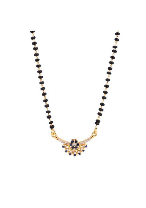 Maira 925 Sterling Latest 18K Gold Plated Design Black Beaded Mangalsutra for Women