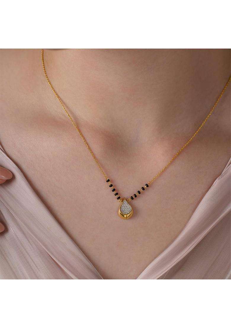 Shayn Drop Mangalsutra Pendant 925 Sterling Silver 18KT Gold Vermeil Traditional and Modern Jewellery - Indya
