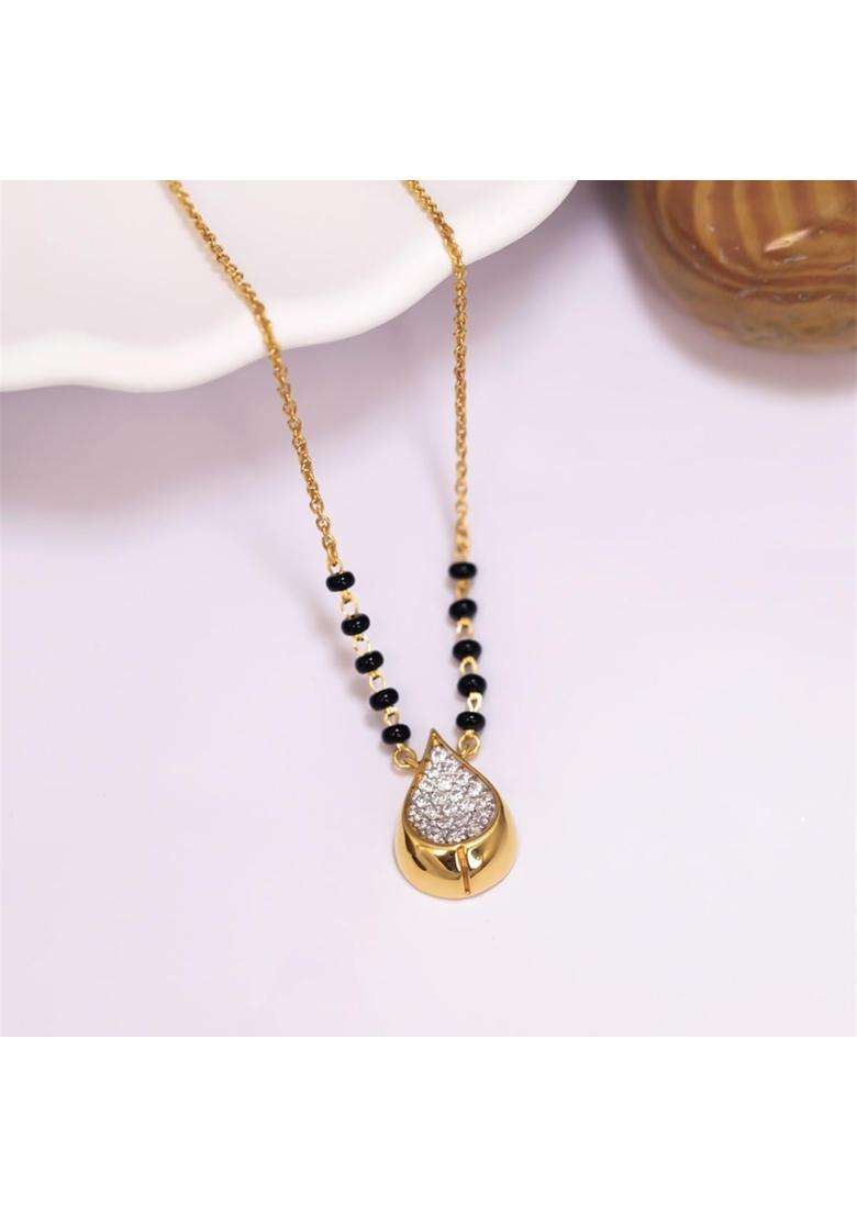 Shayn Drop Mangalsutra Pendant 925 Sterling Silver 18KT Gold Vermeil Traditional and Modern Jewellery - Indya