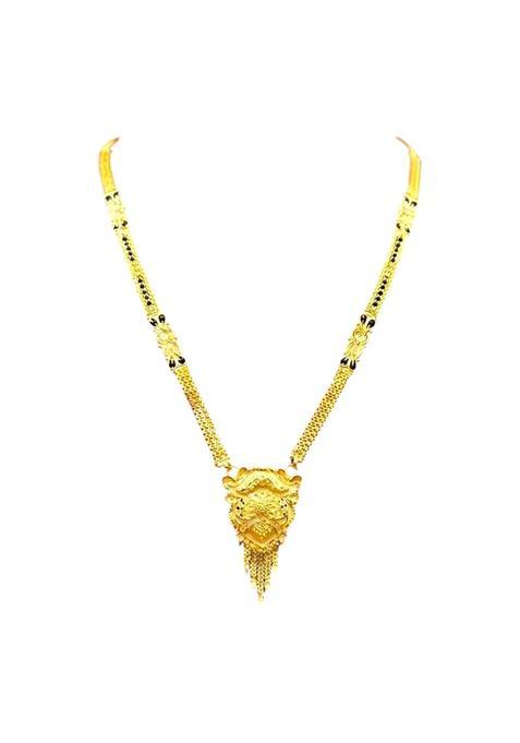 Gold Plated Copper Mangalsutra Necklace for Women Traditional Design with Cubic Zirconia 18 Inches