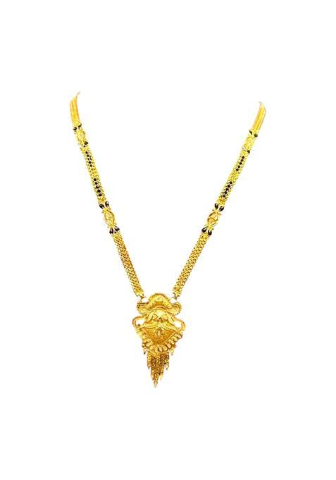 Gold Plated Copper Mangalsutra Necklace for Women Traditional Design with Cubic Zirconia 18 Inchess