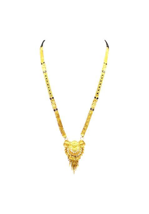 Gold Plated Copper Mangalsutra Necklace for Women Traditional Design with Cubic Zirconia 18 Inches