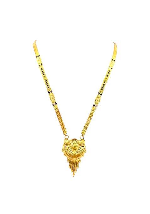 Gold Plated Copper Mangalsutra Necklace for Women Traditional Design with Cubic Zirconia 18 Inches