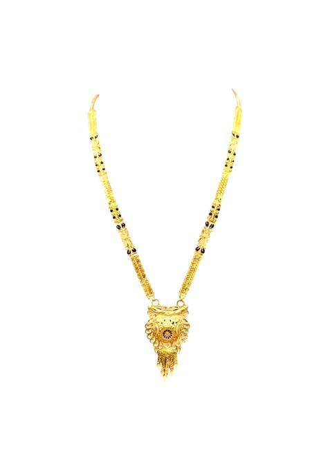 Gold Plated Copper Mangalsutra Necklace for Women Traditional Design with Cubic Zirconia 18 Inches