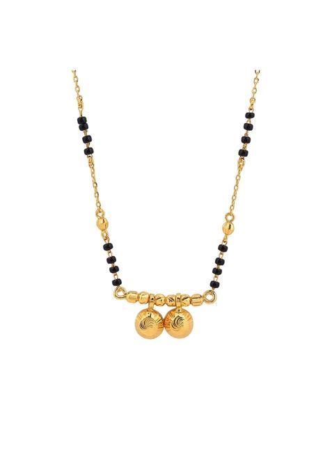 Maira 925 Sterling Silver 1 GM Gold Plated Kala Mani Black Beads Mangalsutra Tanmaniya for Women