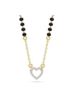 Shayn Open Heart Mangalsutra Necklace 925 Sterling Silver 18KT Gold Vermeil Jewellery for Women and Girls