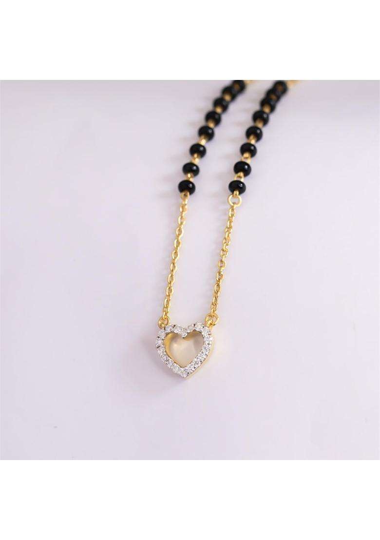 Shayn Open Heart Mangalsutra Necklace 925 Sterling Silver 18KT Gold Vermeil Jewellery for Women and Girls - Indya
