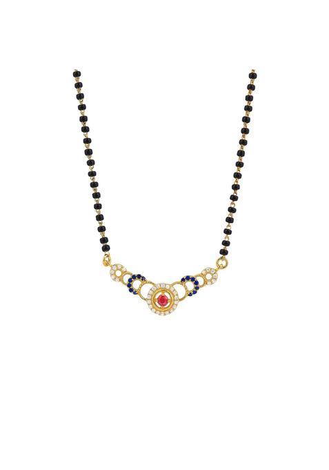 Maira 925 Sterling Silver 1 GM Gold Plated Kala Mani Black Beads Mangalsutra for Women