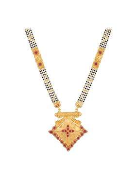 Ritvaa Smartgold 24K Gold Plated Geometric Ruby Gold Mangalsutra for Women