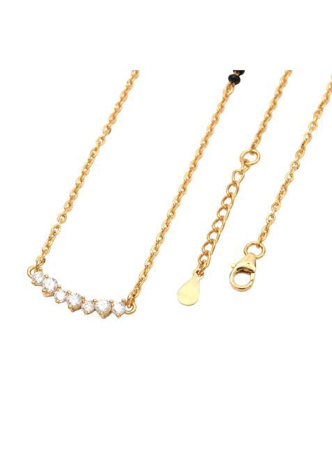 Maira Valentine Heart 925 Sterling Silver Stylish Black Bead Micron 1GM Gold Plated Mangalsutra