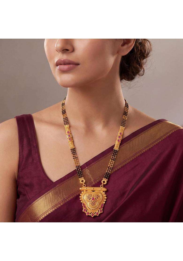 Ritvaa Smartgold 24K Gold Plated Heart Motif Gold Mangalsutra for Women - Indya