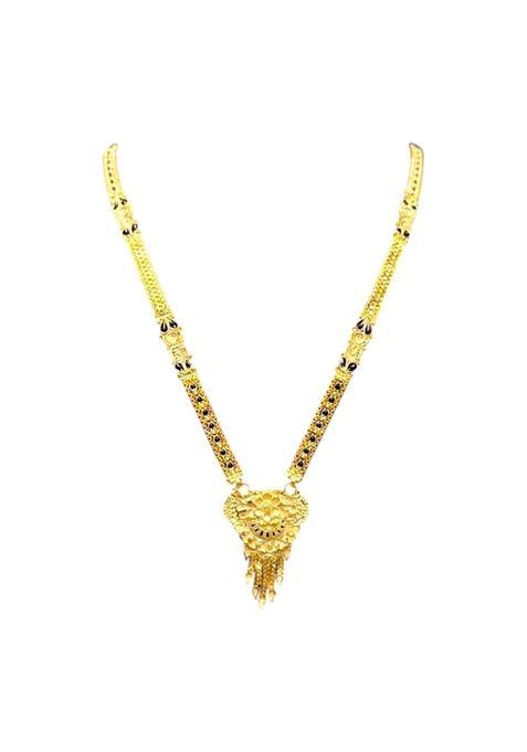 Gold Plated Copper Mangalsutra for Women Traditional Design with Cubic Zirconia Stones Red White 18 Inches