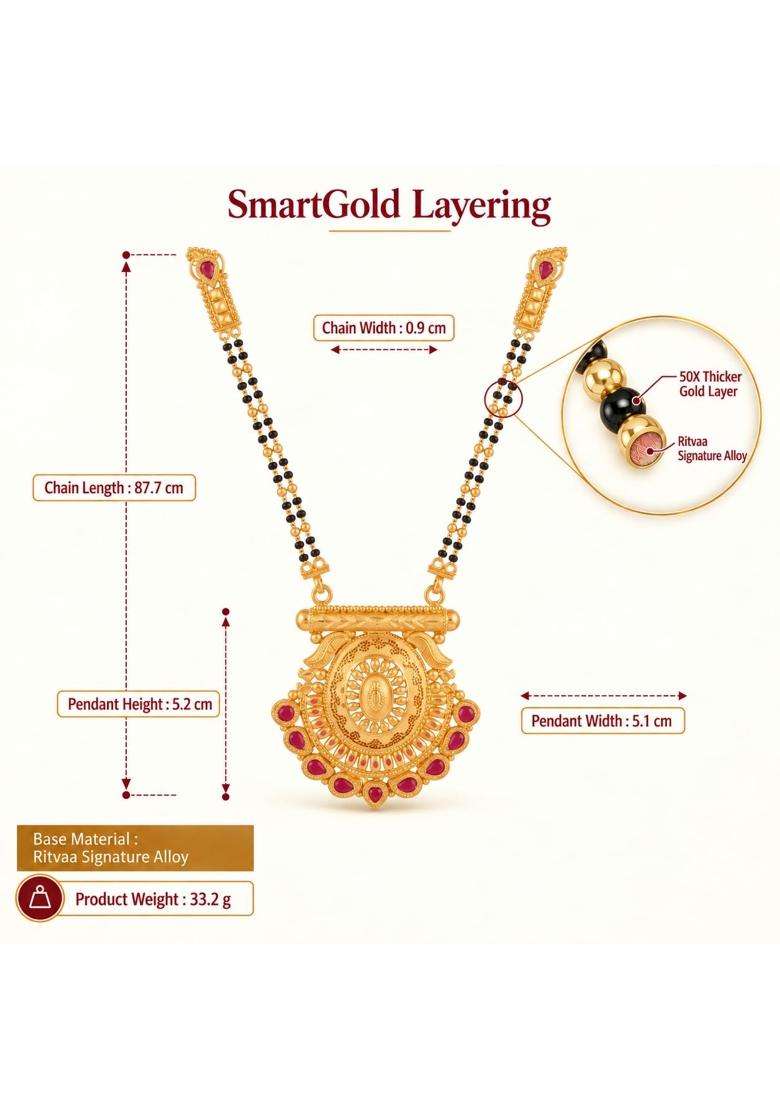 Ritvaa Smartgold 24K Gold Plated Circular Gold Mangalsutra for Women - Indya