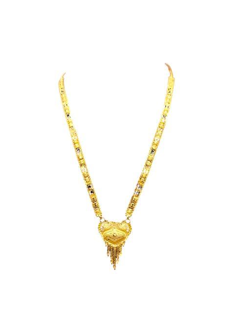 Gold Plated Copper Mangalsutra Necklace for Women Traditional Design with Cubic Zirconia 18 Inches Red White