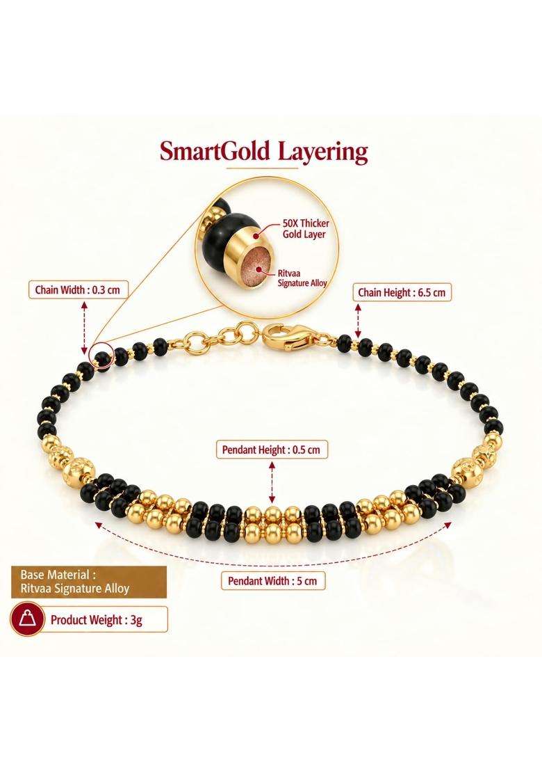 Ritvaa 24K Smartgold Hand Mangalsutra Bracelet for Women - Indya