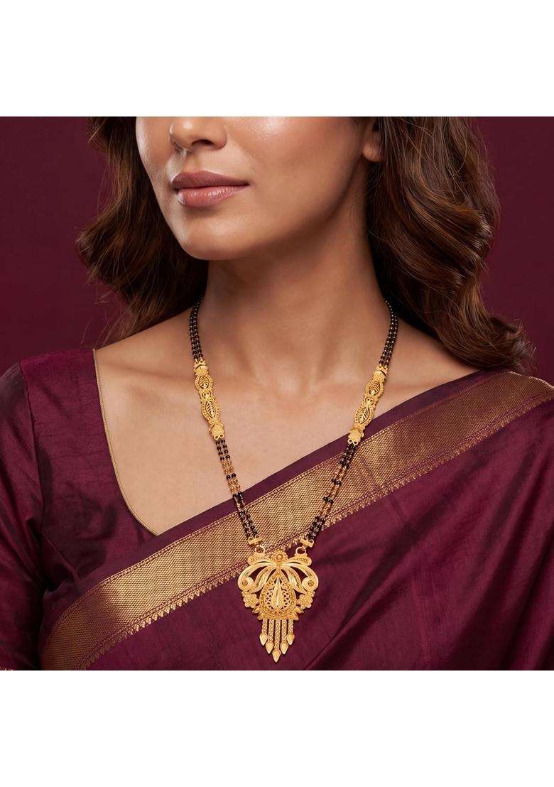 Ritvaa Smartgold 24K Gold Plated Ornate Bow Motif Mangalsutra for Women - Indya