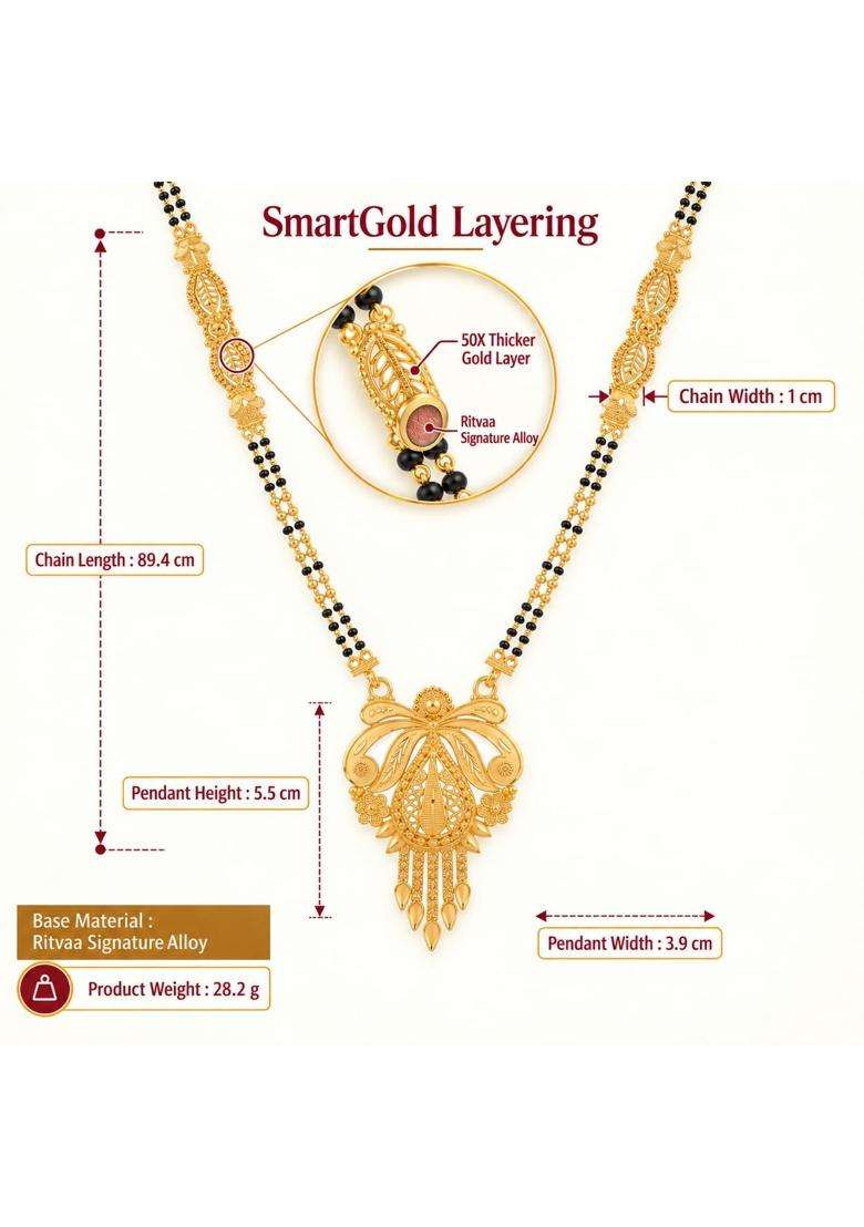 Ritvaa Smartgold 24K Gold Plated Ornate Bow Motif Mangalsutra for Women - Indya