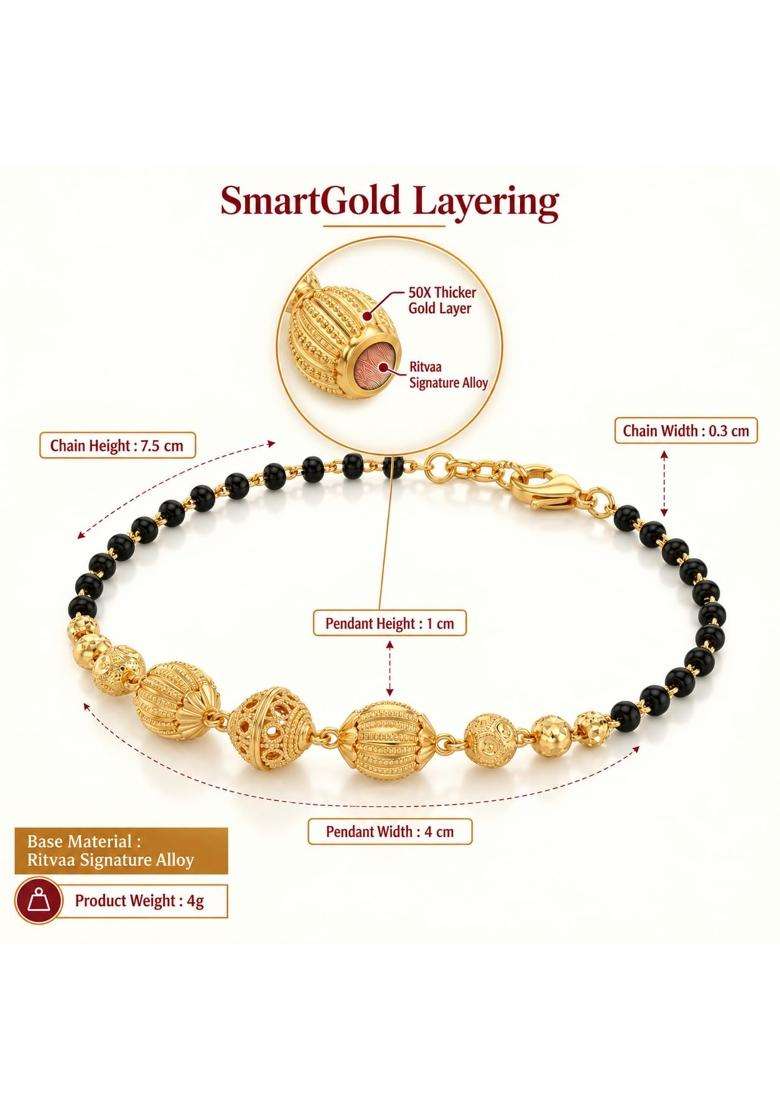 Ritvaa Smartgold 24K Gold Plated Mangalsutra Bracelet for Women - Indya