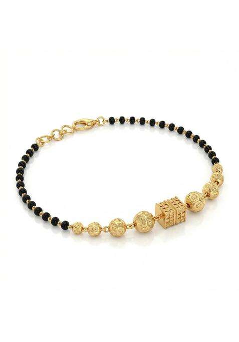 Ritvaa 24K Smartgold Hand Mangalsutra Bracelet with Cube Pendant for Women